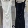 Folding Dress Halter Sleeveless Ribbon Design Tight Long Skinny Dresses - Image 2