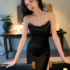 Chain Straps Sleeveless Elegant Dresses Long Slit Sexy Low Party Dresses - Image 3