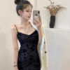 Sleeveless Halter Floral Satin Dress Elegant Long Dresses - Image 4