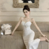 Waist Tie Sleeveless Skinny Stretch  Fresh Style Long Dresses - Image 2