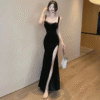 High Slit Ribbon Sleeveless Satin Sexy Elegant Noble Tight Stretch Long Dresses - Image 4