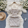 Sequined Pom Pom Sleeveless Halter Dress Short Party Dresses - Image 4