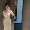 Silky Satin Noble Elegant Style Chest Flower Halter Dress Evening Party Dresses - Image 4