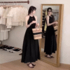 Short Sleeve Dress Satin Silk Long Elegant Style Tunic Waist Slimming - Image 2