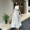 Short Sleeve Dress Satin Silk Long Elegant Style Tunic Waist Slimming - Image 3