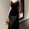 Halter V-neck Slim Dress Long Elegant Evening Party Dresses - Image 5