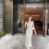 Patterned rich colorful flowers necklace Slim elegant temperament dresses long dresses - Image 3