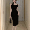 Sleeveless Chest Pompom Design Skinny Dress Party Dresses - Image 2