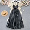 Elegant Women's Dresses Pleated Style Smooth Satin Sleeveless Halter Long Dresses - Image 3