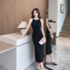Pearl Neckline Design Sleeveless Skinny Stretch Long Elegant Dresses - Image 2