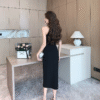 Pearl Neckline Design Sleeveless Skinny Stretch Long Elegant Dresses - Image 3